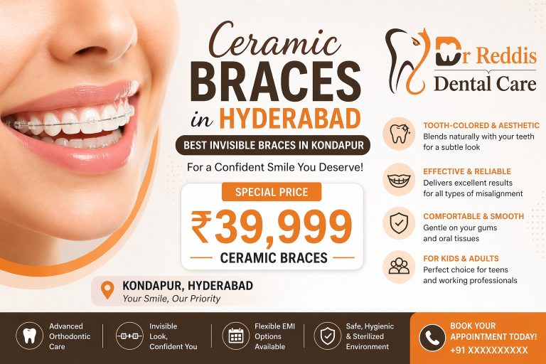 Ceramic Braces in Hyderabad at ₹39,999 – Best Invisible Braces in Kondapur for a Confident Smile